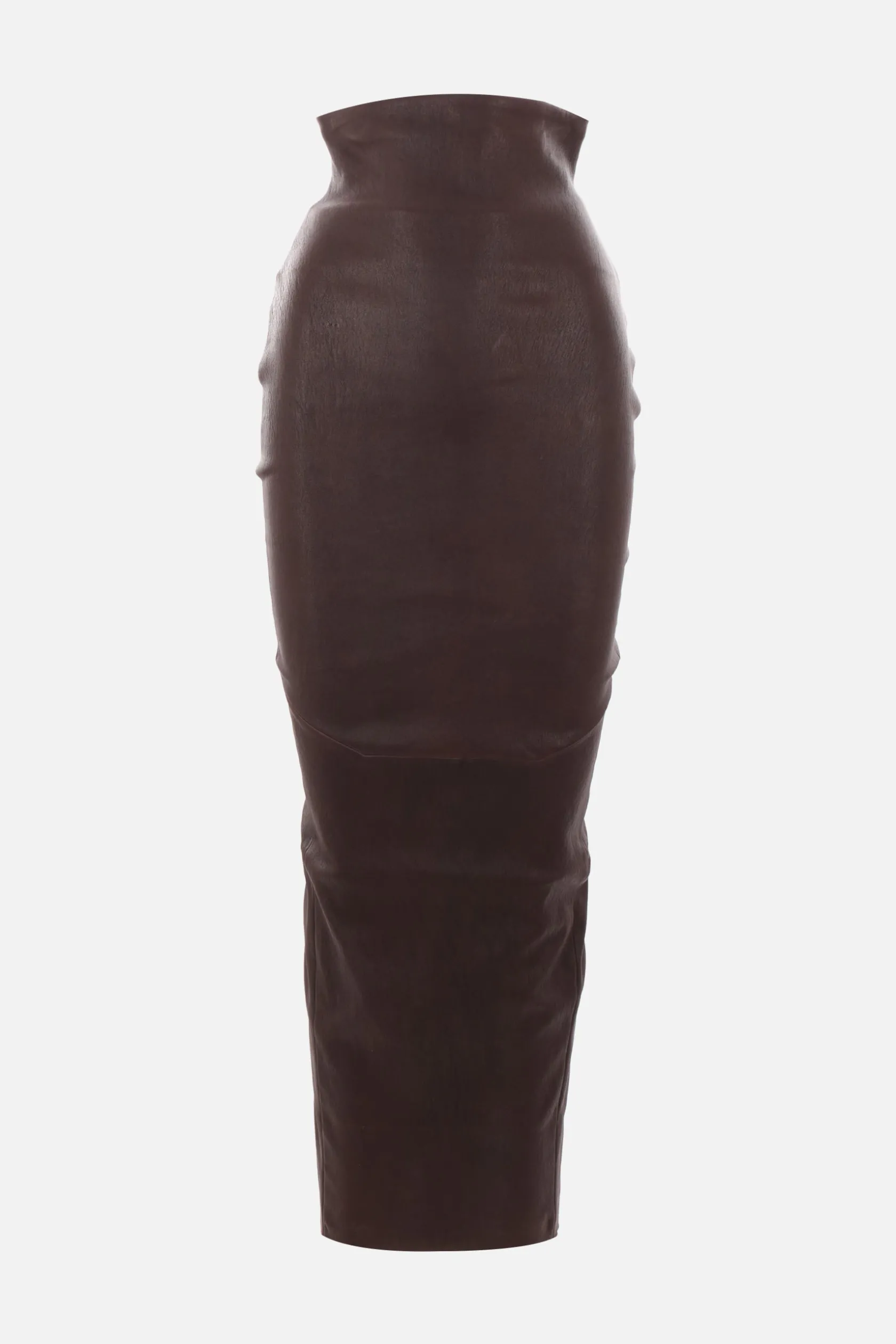 Gonne>RICK OWENS gonna lunga Dirt Pillar in nappa stretch Marrone