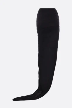 Gonne>RICK OWENS gonna lunga Edfu in jersey con strascico Nero