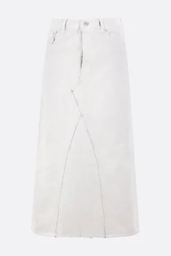 Gonne>MAISON MARGIELA gonna lunga in denim con trattamento bianchetto Bianco
