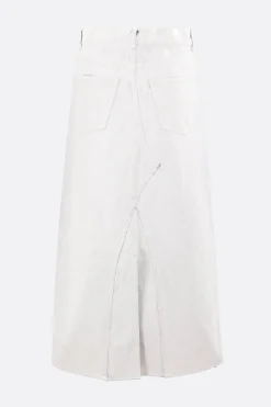 Gonne>MAISON MARGIELA gonna lunga in denim con trattamento bianchetto Bianco