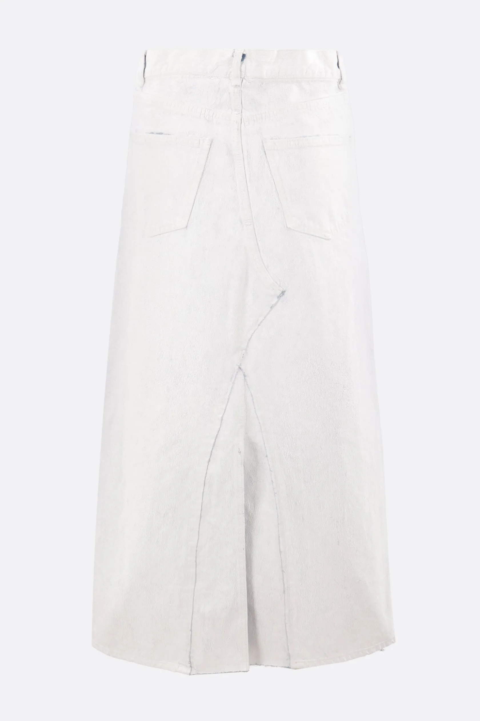Gonne>MAISON MARGIELA gonna lunga in denim con trattamento bianchetto Bianco