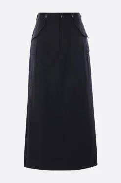 Gonne>JUNYA WATANABE gonna lunga in lana tecnica Nero