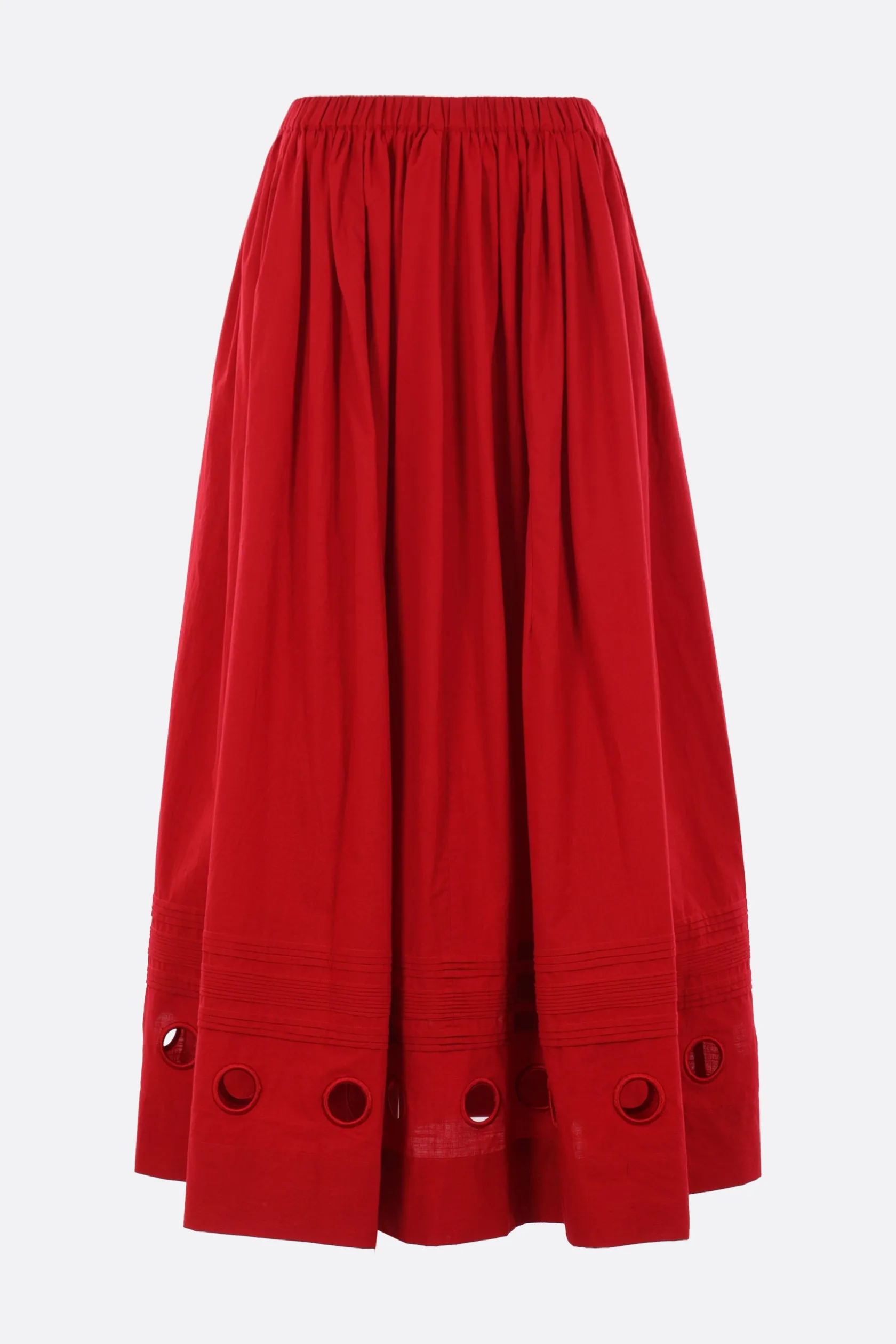 Gonne>MARIA CALDERARA gonna lunga Irregular Holes in popeline Rosso