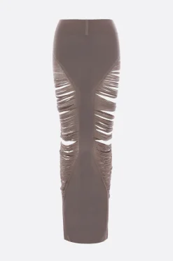 Gonne>RICK OWENS gonna lunga Pillar in maglia di lana Grigio