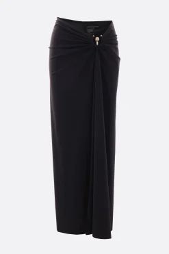 Gonne>CHRISTOPHER ESBER gonna lunga Ruched Orbit in lycra con spacco Nero