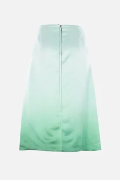 Gonne>JIL SANDER gonna midi in raso stampato Verde