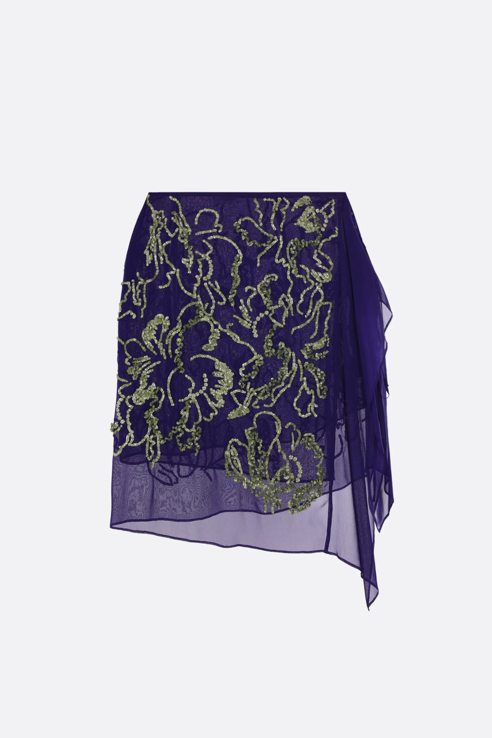 Gonne>DRIES VAN NOTEN gonna midi Sima in chiffon con paillettes Viola