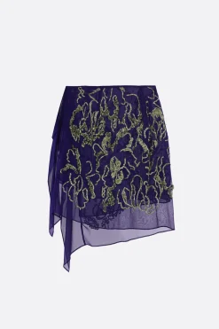 Gonne>DRIES VAN NOTEN gonna midi Sima in chiffon con paillettes Viola