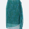 Gonne>DRIES VAN NOTEN gonna midi Sima in georgette con ricami Blu