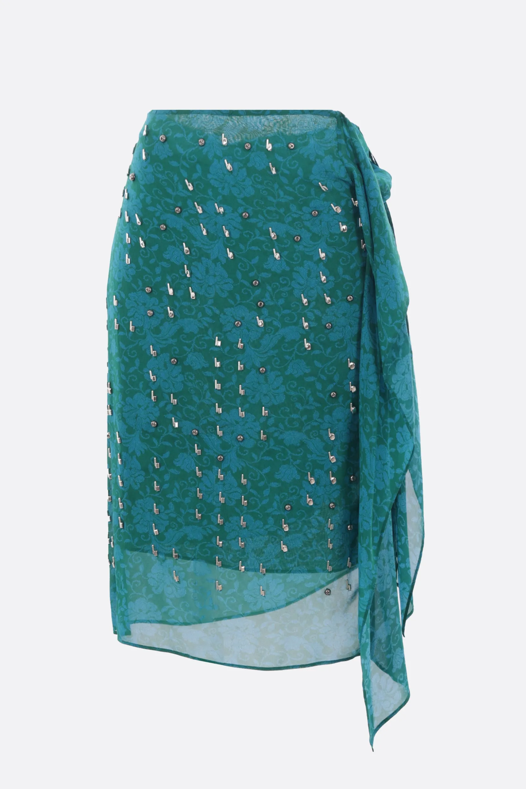 Gonne>DRIES VAN NOTEN gonna midi Sima in georgette con ricami Blu