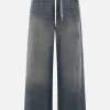 Jeans>MM6 jeans a gamba ampia in denim con coulisse Grigio