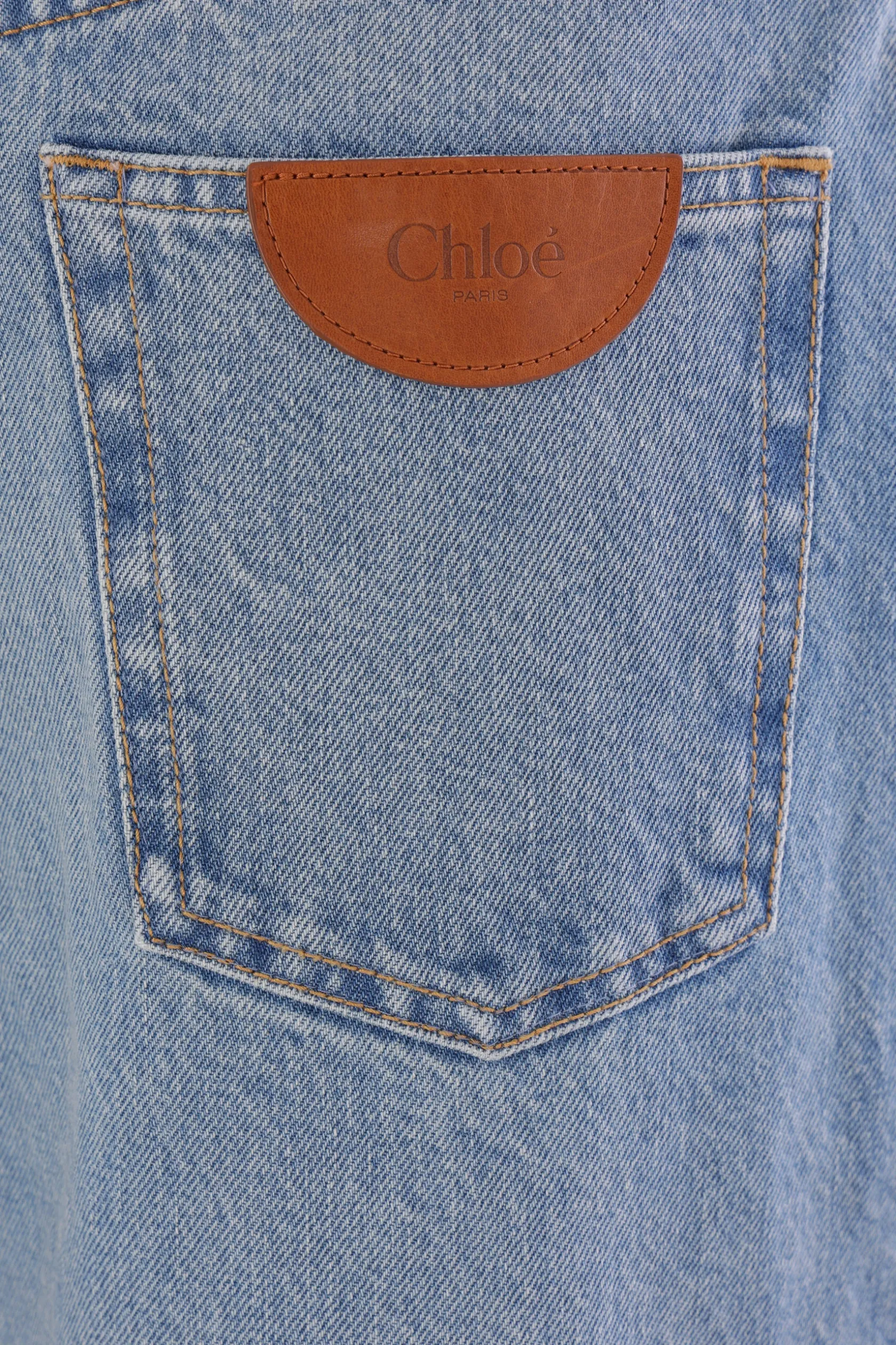 Jeans>CHLOÉ jeans a gamba ampia in denim Blu