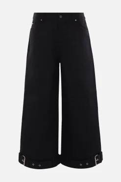 Jeans>MELITTA BAUMEISTER jeans cropped in denim con cinturini Nero
