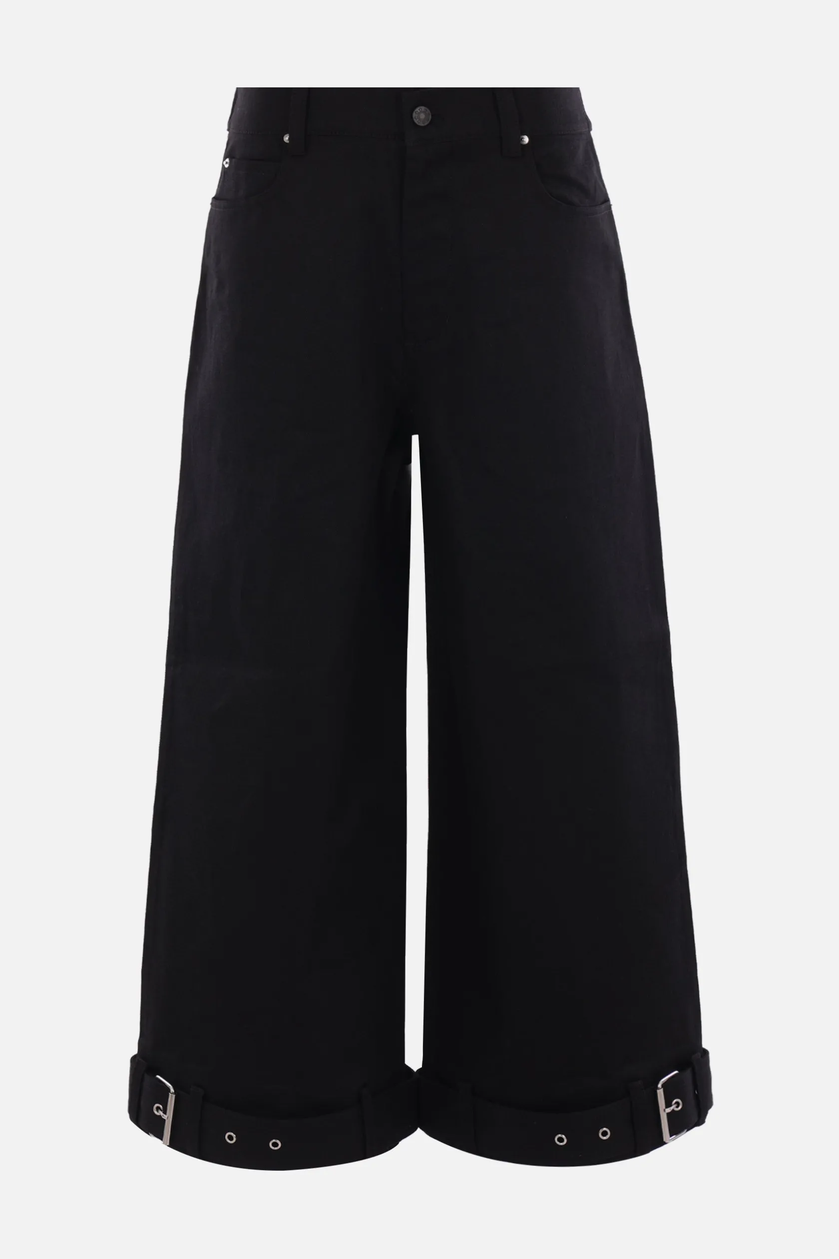 Jeans>MELITTA BAUMEISTER jeans cropped in denim con cinturini Nero