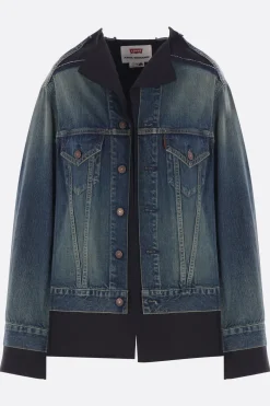 Capispalla>JUNYA WATANABE mantella in denim e gabardine Blu