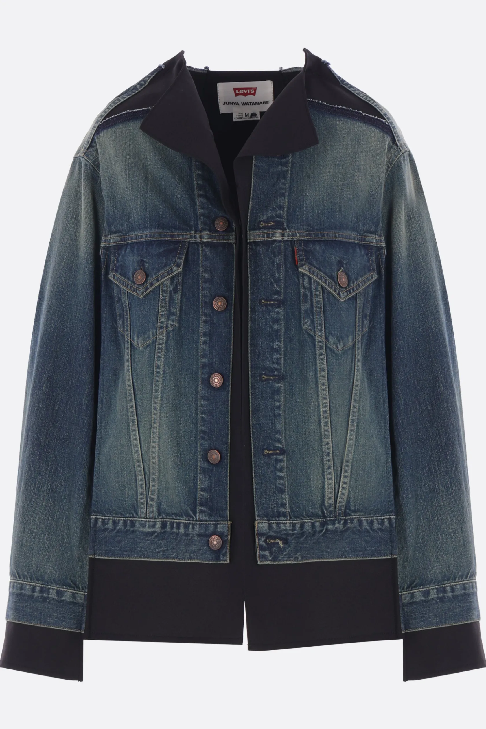 Capispalla>JUNYA WATANABE mantella in denim e gabardine Blu