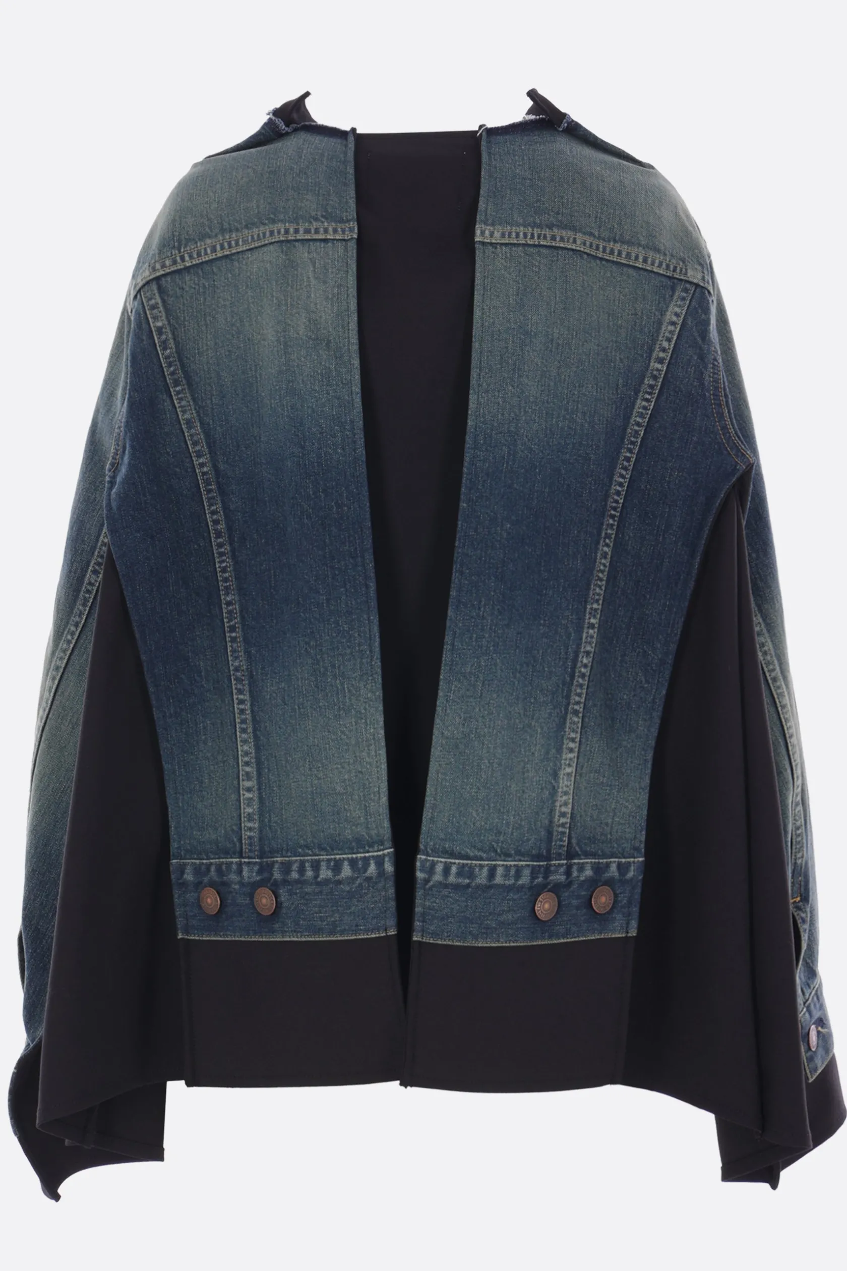 Capispalla>JUNYA WATANABE mantella in denim e gabardine Blu