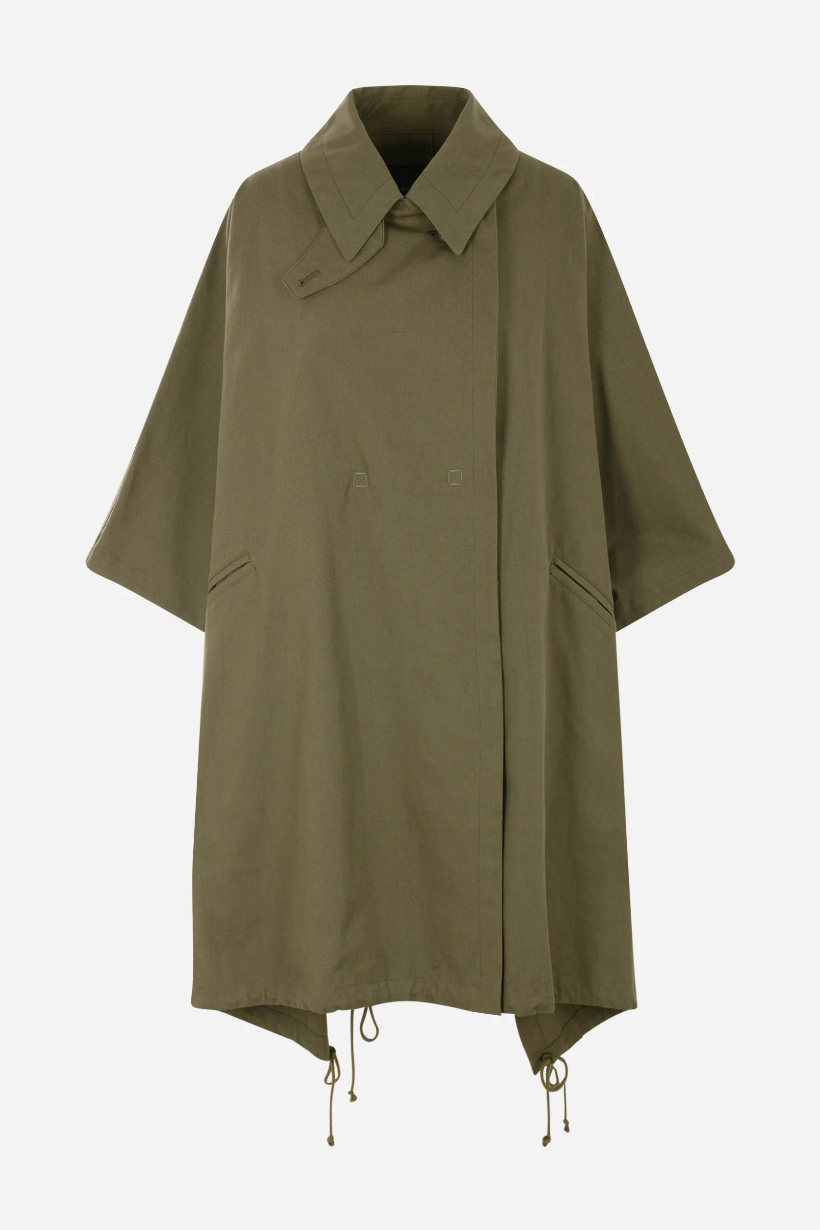 Capispalla>YOHJI YAMAMOTO mantella oversize in canvas Marrone