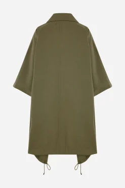 Capispalla>YOHJI YAMAMOTO mantella oversize in canvas Marrone