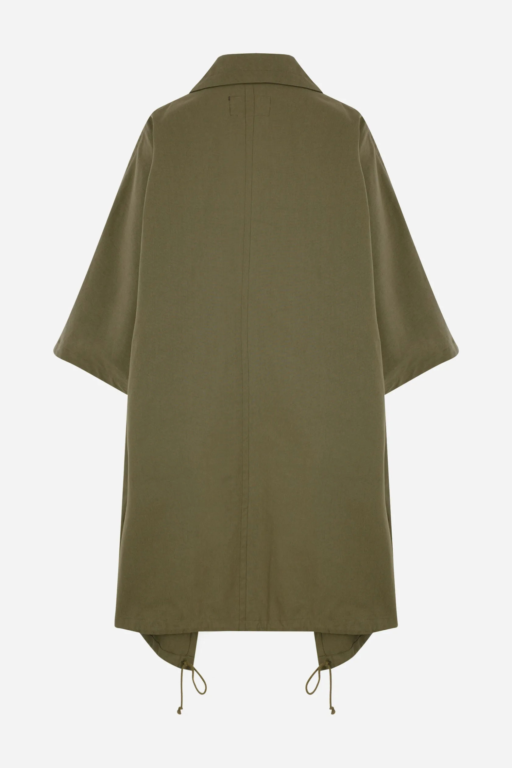 Capispalla>YOHJI YAMAMOTO mantella oversize in canvas Marrone