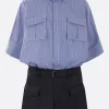 Abiti>SACAI miniabito in popeline e nylon Blu