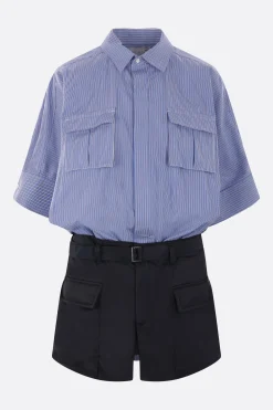 Abiti>SACAI miniabito in popeline e nylon Blu