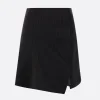 Gonne>SACAI minigonna asimmetrica in lana gessata Nero