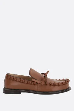Scarpe Basse>JW ANDERSON mocassino in pelle liscia con rouche Marrone