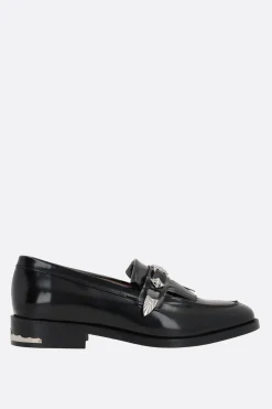 Mocassini E Slippers>TOGA VIRILIS mocassino in pelle spazzolata con fibbia Nero