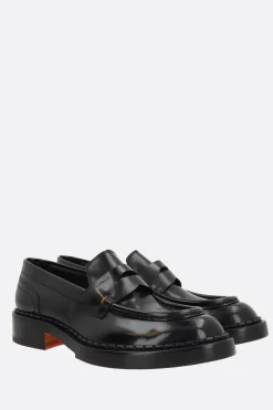Scarpe Basse>SANTONI X 10 CORSO COMO mocassino penny in pelle spazzolata Nero