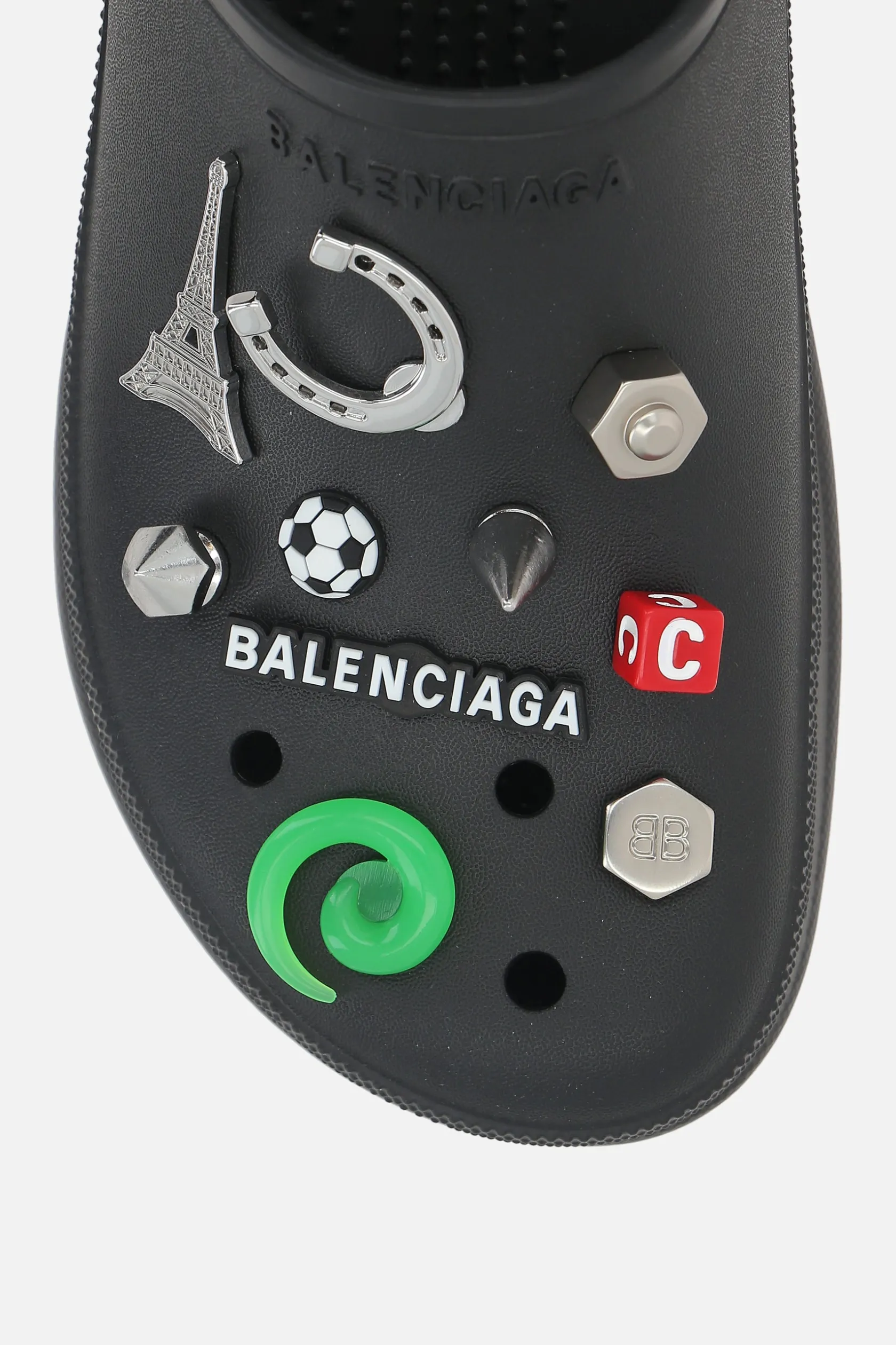 Mocassini E Slippers>BALENCIAGA mule Crocs™ Jibbitz™ in gomma con charm Nero