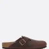 Mocassini E Slippers>BIRKENSTOCK mule flat Boston BS in nubuck (Narrow Fit) Marrone