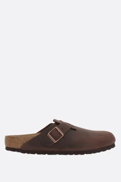 Mocassini E Slippers>BIRKENSTOCK mule flat Boston BS in nubuck (Narrow Fit) Marrone