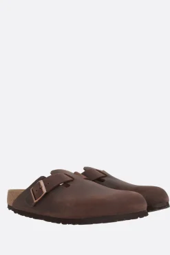 Mocassini E Slippers>BIRKENSTOCK mule flat Boston BS in nubuck (Narrow Fit) Marrone