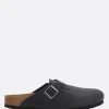 Mocassini E Slippers>BIRKENSTOCK mule flat Boston BS in pelle oliata (Narrow Fit) Nero