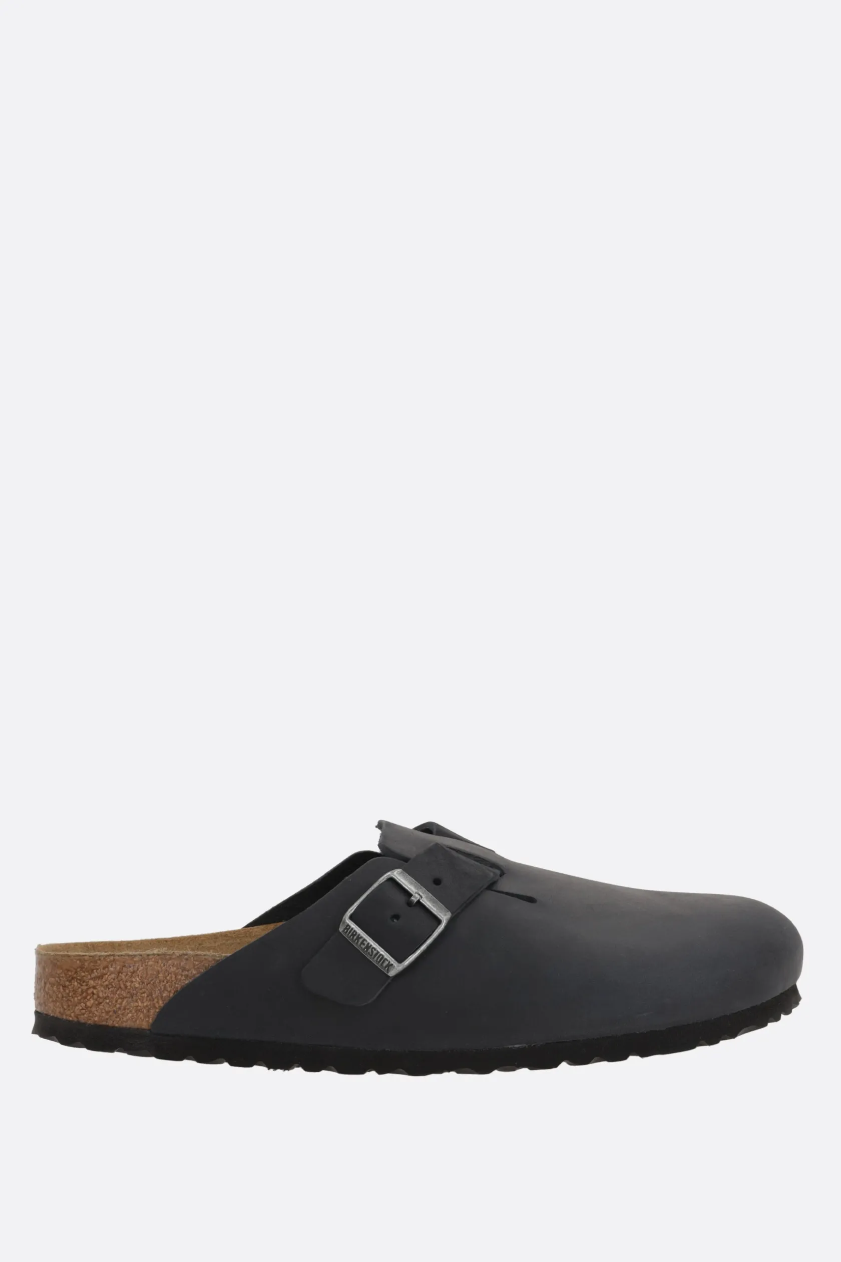 Décolletés E Slingbacks>BIRKENSTOCK mule flat Boston BS in pelle oliata (Narrow Fit) Nero