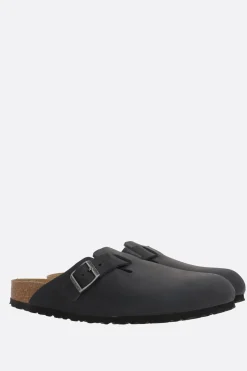 Décolletés E Slingbacks>BIRKENSTOCK mule flat Boston BS in pelle oliata (Narrow Fit) Nero