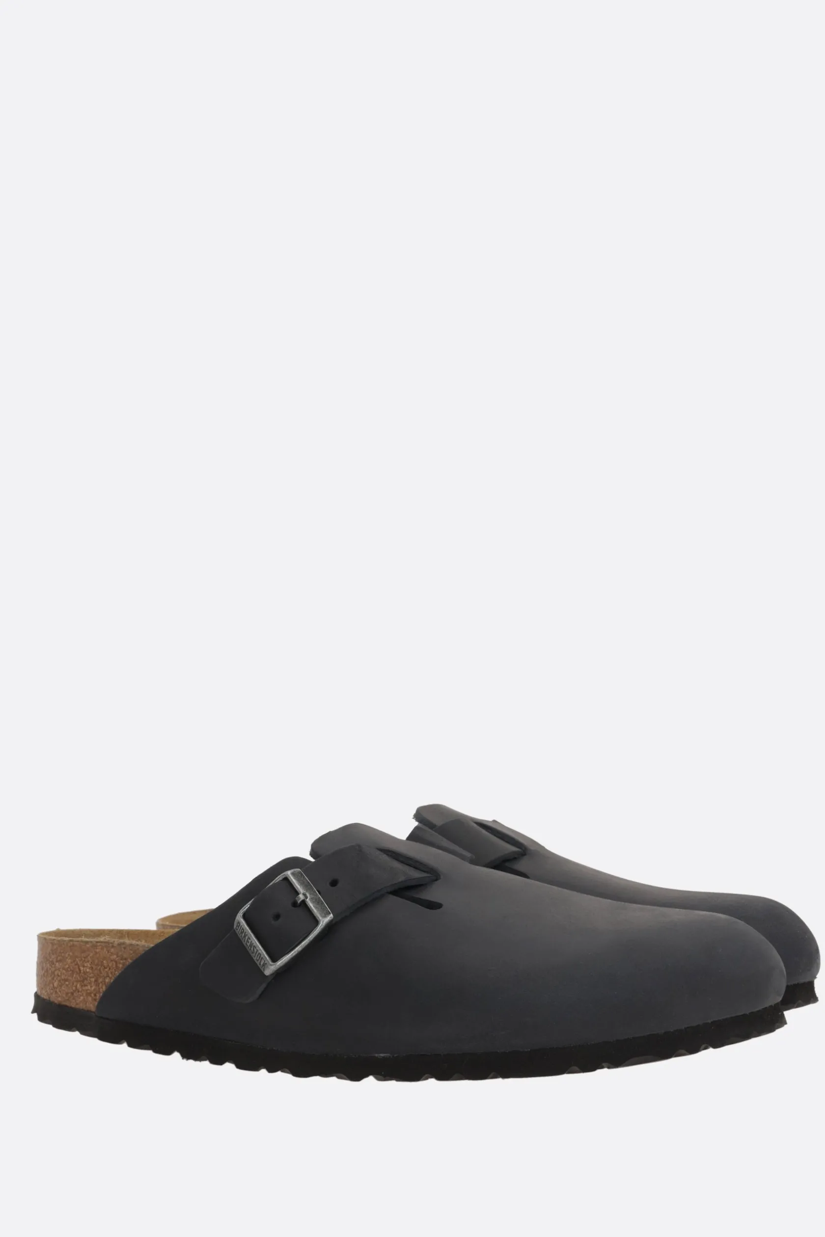 Décolletés E Slingbacks>BIRKENSTOCK mule flat Boston BS in pelle oliata (Narrow Fit) Nero