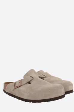 Mocassini E Slippers>BIRKENSTOCK mule flat Boston BS in suede (Narrow Fit) Neutro