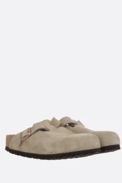 Décolletés E Slingbacks>BIRKENSTOCK mule flat Boston BS in suede (Narrow Fit) Neutro