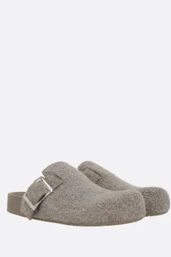 Décolletés E Slingbacks>LOEWE mule flat Ease Buckle in suede spazzolato Verde