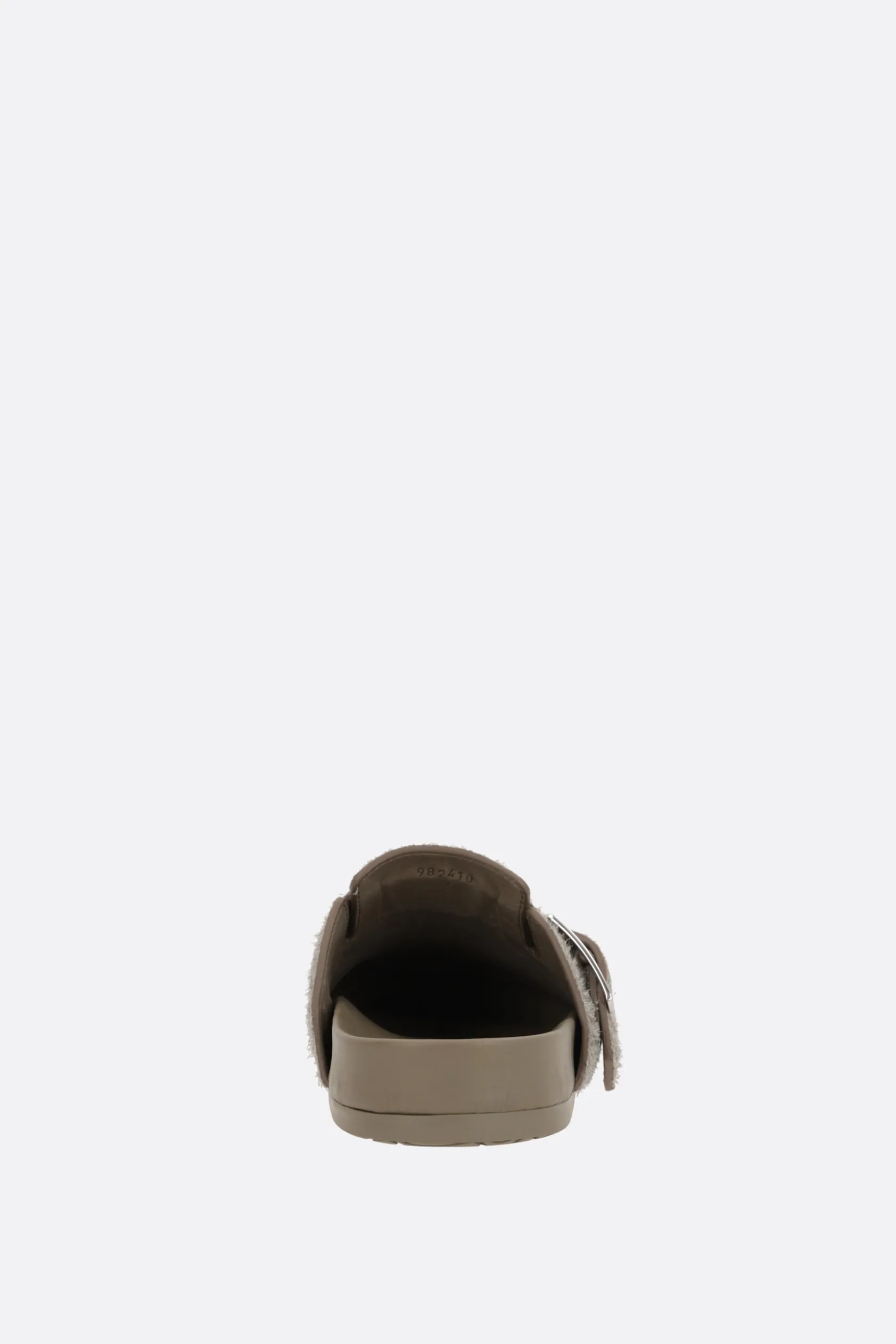 Décolletés E Slingbacks>LOEWE mule flat Ease Buckle in suede spazzolato Verde