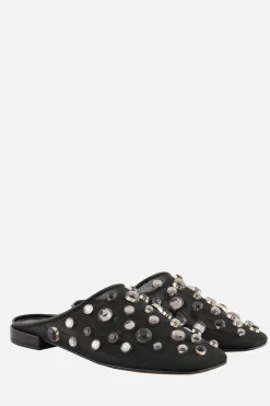 Décolletés E Slingbacks>GIORGIO ARMANI - 10 CORSO COMO mule flat in rete con strass Nero