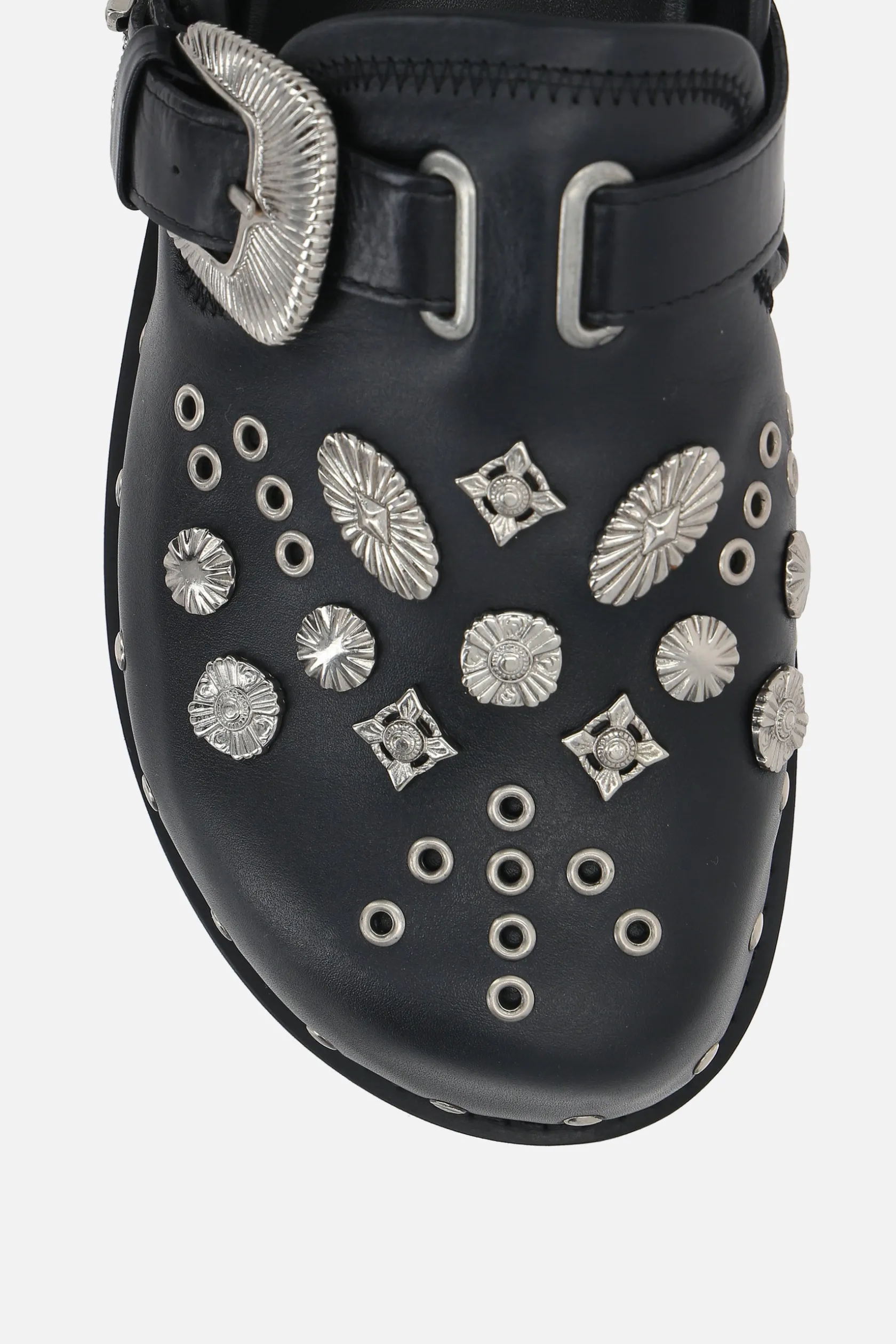 Mocassini E Slippers>TOGA VIRILIS mule in pelle liscia con borchie Nero