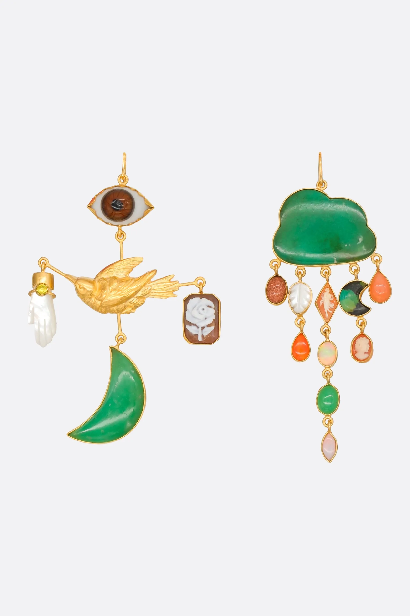 Gioielli>GRAINNE MORTON orecchini pendenti Bird and Cloud Multicolor