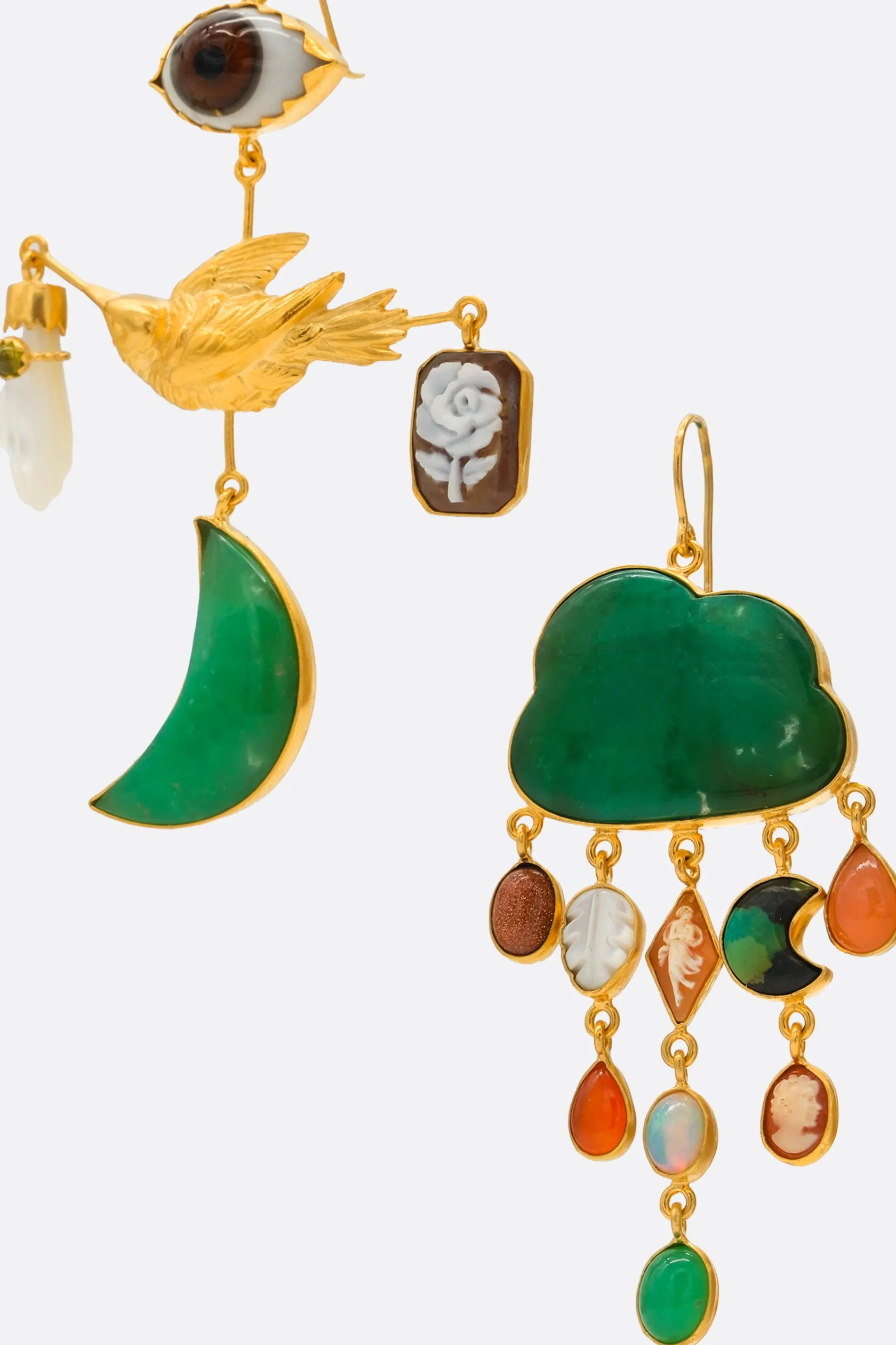 Gioielli>GRAINNE MORTON orecchini pendenti Bird and Cloud Multicolor