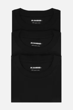 Topwear>JIL SANDER pack 3 t-shirt in cotone organico Nero