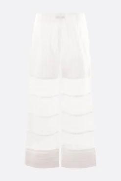 Pantaloni>ROISIN PIERCE pantalone a gamba ampia in cotone e organza Bianco