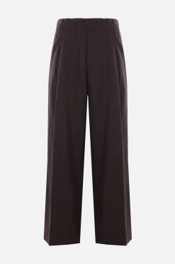 Pantaloni>DRIES VAN NOTEN pantalone a gamba ampia Pilan in lino e lana Marrone