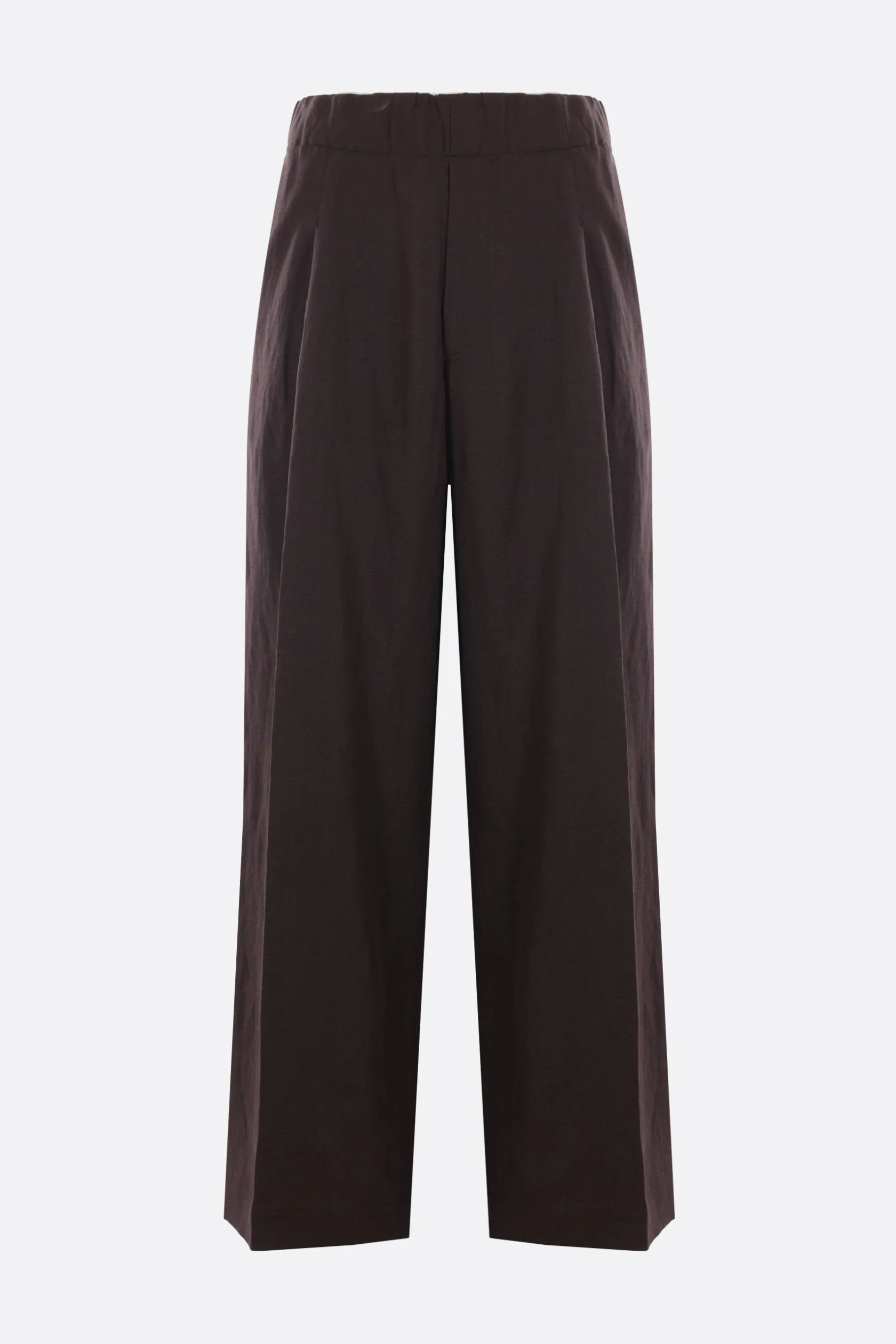 Pantaloni>DRIES VAN NOTEN pantalone a gamba ampia Pilan in lino e lana Marrone